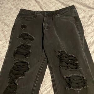 Black blue notes jeans with ripped legs, skinny Jean, high waisted